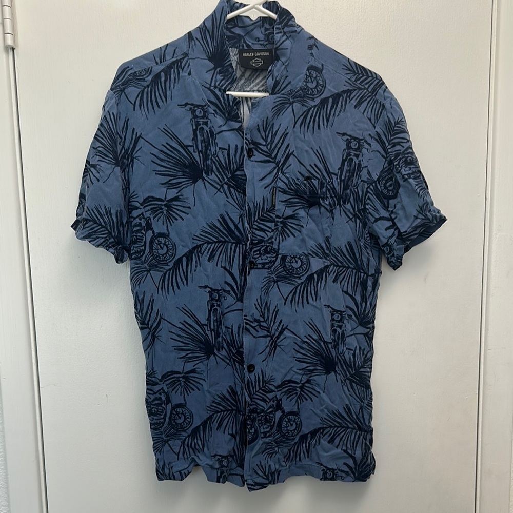 Harley-Davidson Blue and Black Graphic Shirt